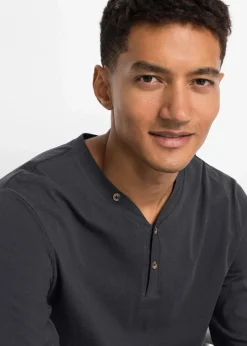 Langarm-Henleyshirt aus reiner Bio-Baumwolle (2er Pack)|bonprix New