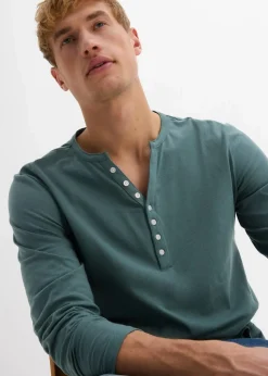 Langarm-Henleyshirt aus reiner Bio-Baumwolle, Slim Fit|bonprix Best