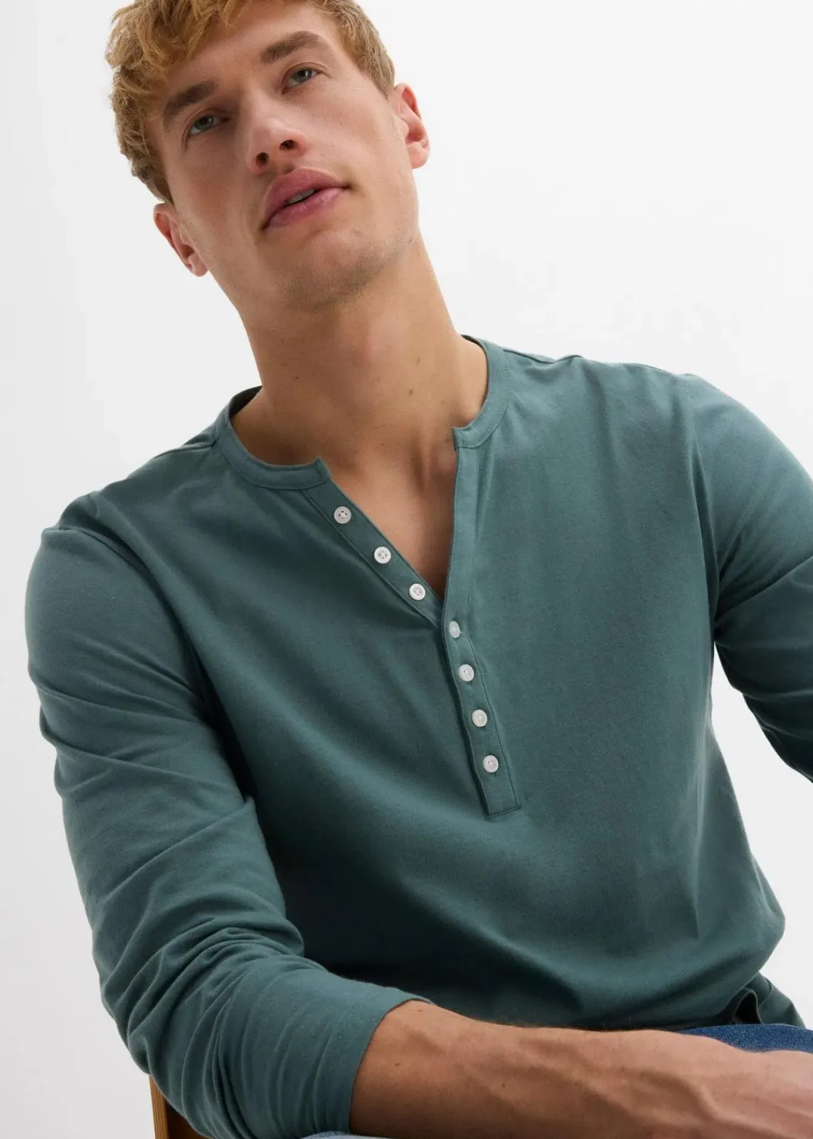 Langarm-Henleyshirt aus reiner Bio-Baumwolle, Slim Fit|bonprix Best