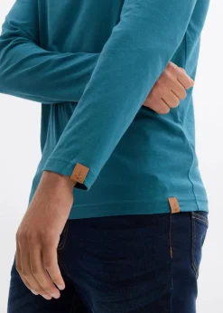 bonprix Große Größen|Shirts & Polos|Langarm-Henleyshirt aus reiner Bio-Baumwolle (2er Pack) pfeffergrün+dunkelblau
