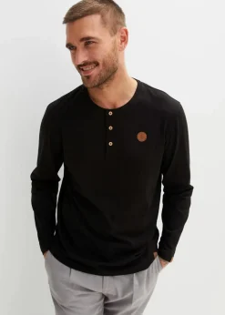 Langarm-Henleyshirt aus reiner Bio-Baumwolle (2er Pack)|bonprix Hot
