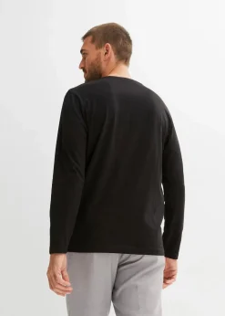 Langarm-Henleyshirt aus reiner Bio-Baumwolle (2er Pack)|bonprix Hot