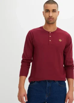 bonprix Shirts & Polos|Große Größen|Langarm-Henleyshirt aus reiner Bio-Baumwolle (2er Pack) tiefblau+rhododendronrot