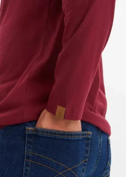 bonprix Shirts & Polos|Große Größen|Langarm-Henleyshirt aus reiner Bio-Baumwolle (2er Pack) tiefblau+rhododendronrot