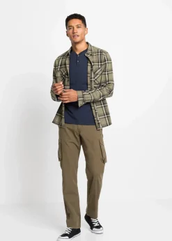 bonprix Shirts & Polos|Basics|Langarm-Henleyshirt aus reiner Bio-Baumwolle (2er Pack) dunkelblau+graugrün