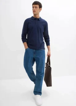 Langarm-Poloshirt aus reiner Bio-Baumwolle|bonprix Discount