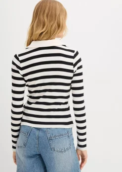Langarm-Poloshirt aus Rippe|bonprix Online