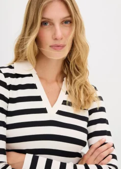 Langarm-Poloshirt aus Rippe|bonprix Online