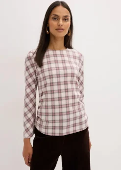 bonprix Shirts & Tops|Langarmshirt grau kariert