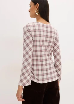 bonprix Shirts & Tops|Langarmshirt grau kariert