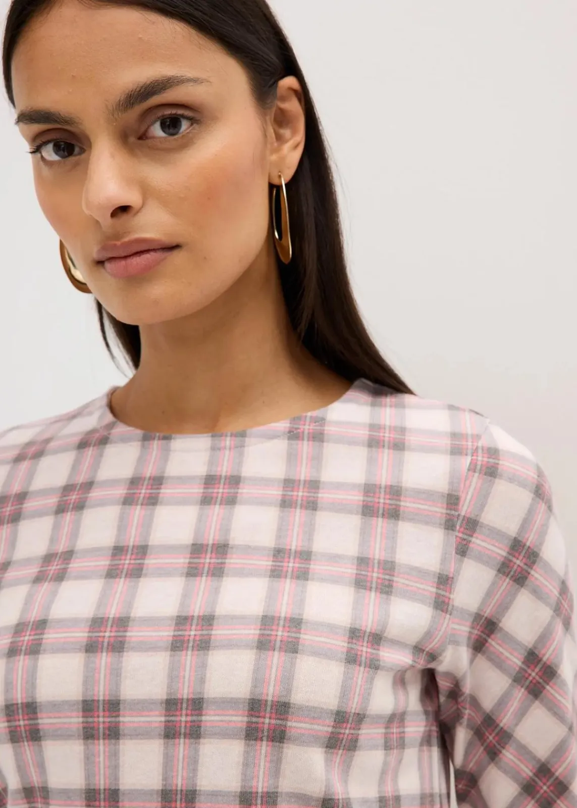 bonprix Shirts & Tops|Langarmshirt grau kariert