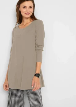 bonprix Shirts & Tops|Langarmshirt aus Baumwoll-Viskose-Mix new khaki