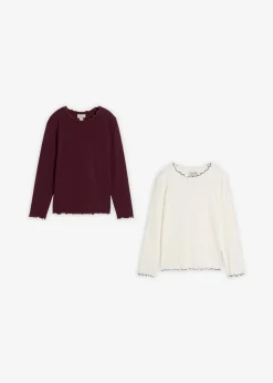 Langarmshirt aus elastischem Bio-Baumwoll-Mix (2er Pack)|bonprix Outlet