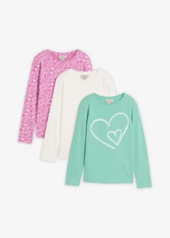 Langarmshirt aus reiner Bio-Baumwolle (3er Pack)|bonprix Hot