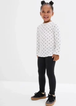 bonprix Mädchen 2-8 Jahre·Nachhaltigere Materialien|Mädchen 9-16 Jahre·Nachhaltigere Materialien|Langarmshirt aus reiner Bio-Baumwolle (3er Pack) wollweiß bedruckt+wollweiß+schwarz