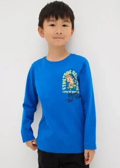 bonprix Jungen 2-8 Jahre·Nachhaltigere Materialien|Jungen 2-8 Jahre·Shirts|Langarmshirt aus reiner Bio-Baumwolle azurblau bedruckt