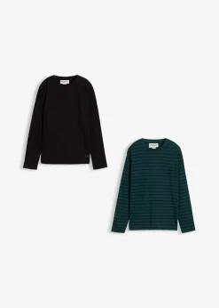 Langarmshirt aus reiner Bio-Baumwolle (2er Pack)|bonprix Online