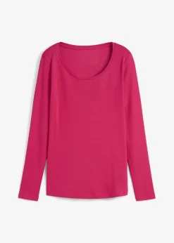 bonprix Shirts & Tops|Basics|Langarmshirt aus reiner Bio-Baumwolle beerenrot