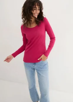 bonprix Shirts & Tops|Basics|Langarmshirt aus reiner Bio-Baumwolle beerenrot