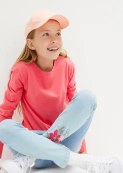 bonprix Mädchen 9-16 Jahre·Mehrfachpacks|Mädchen 9-16 Jahre·Shirts & Blusen|Langarmshirt aus reiner Baumwolle (3er Pack) schwarz+wollweiß+himbeere