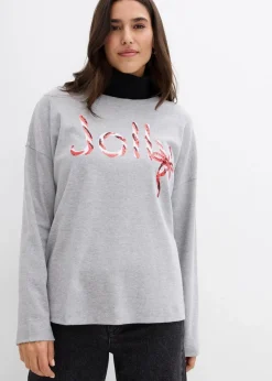 bonprix Nachhaltigere Materialien|Shirts & Tops|Langarmshirt aus reiner Bio-Baumwolle hellgrau meliert