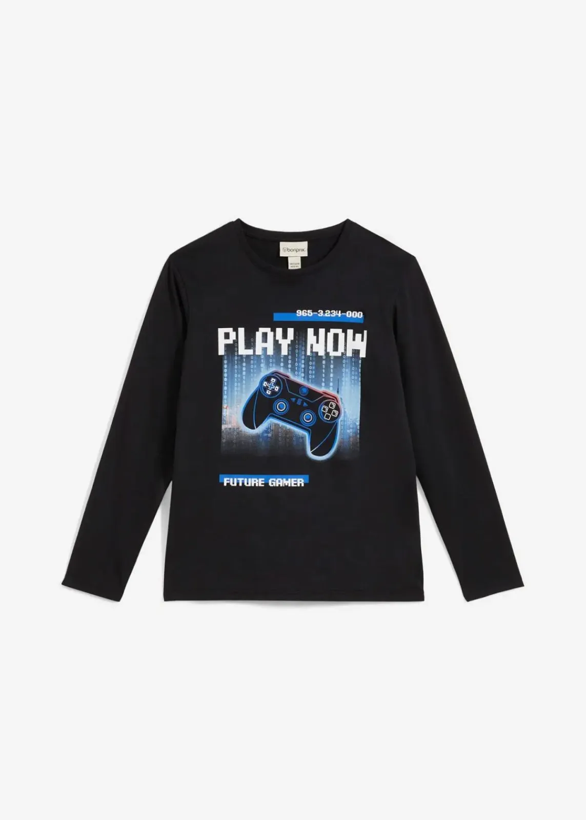 bonprix Jungen 9-16 Jahre·Bademode|Jungen 9-16 Jahre·Shirts|Langarmshirt aus reiner Bio-Baumwolle schwarz graphisch bedruckt