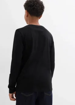 bonprix Jungen 9-16 Jahre·Shirts|Jungen 2-8 Jahre·Nachhaltigere Materialien|Langarmshirt aus reiner Bio-Baumwolle schwarz graphisch bedruckt