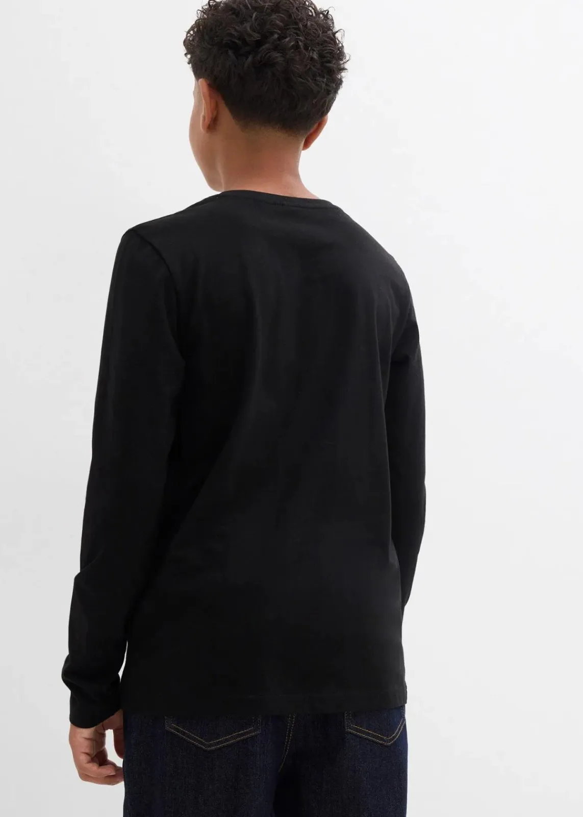 bonprix Jungen 9-16 Jahre·Shirts|Jungen 2-8 Jahre·Nachhaltigere Materialien|Langarmshirt aus reiner Bio-Baumwolle schwarz graphisch bedruckt