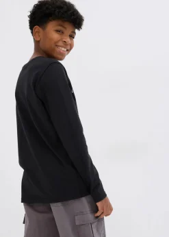 bonprix Jungen 9-16 Jahre·Shirts|Jungen 2-8 Jahre·Nachhaltigere Materialien|Langarmshirt aus reiner Bio-Baumwolle schwarz bedruckt