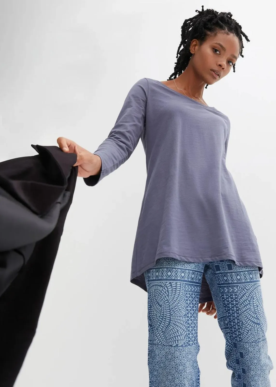 Langarmshirt aus reiner Baumwolle|bonprix Discount