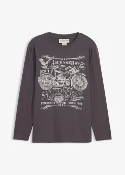 bonprix Shirts & Polos|Langarmshirt aus reiner Bio-Baumwolle schiefergrau bedruckt