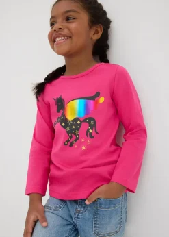 bonprix Mädchen 2-8 Jahre·Nachhaltigere Materialien|Mädchen 9-16 Jahre·Nachhaltigere Materialien|Langarmshirt aus reiner Bio Baumwolle (2er Pack) azurblau+pinklady