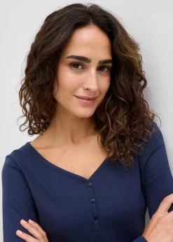 bonprix Bekleidung·Röcke|Nachhaltigere Materialien|Langarmshirt aus reiner Bio-Baumwolle dunkelblau