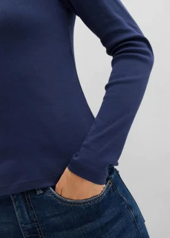 bonprix Bekleidung·Röcke|Nachhaltigere Materialien|Langarmshirt aus reiner Bio-Baumwolle dunkelblau