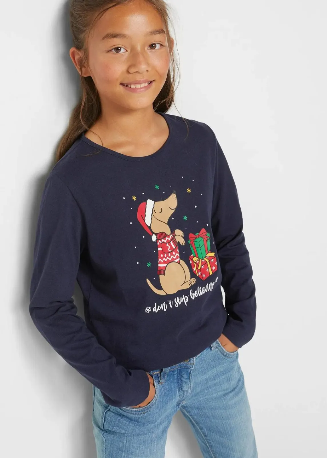 bonprix Mädchen 2-8 Jahre·Nachhaltigere Materialien|Mädchen 9-16 Jahre·Nachhaltigere Materialien|Langarmshirt aus reiner Bio-Baumwolle (2er Pack) rot/dunkelblau