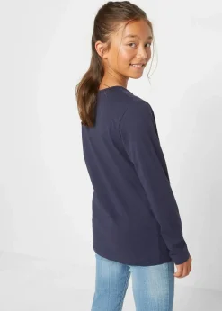 bonprix Mädchen 2-8 Jahre·Nachhaltigere Materialien|Mädchen 9-16 Jahre·Nachhaltigere Materialien|Langarmshirt aus reiner Bio-Baumwolle (2er Pack) rot/dunkelblau