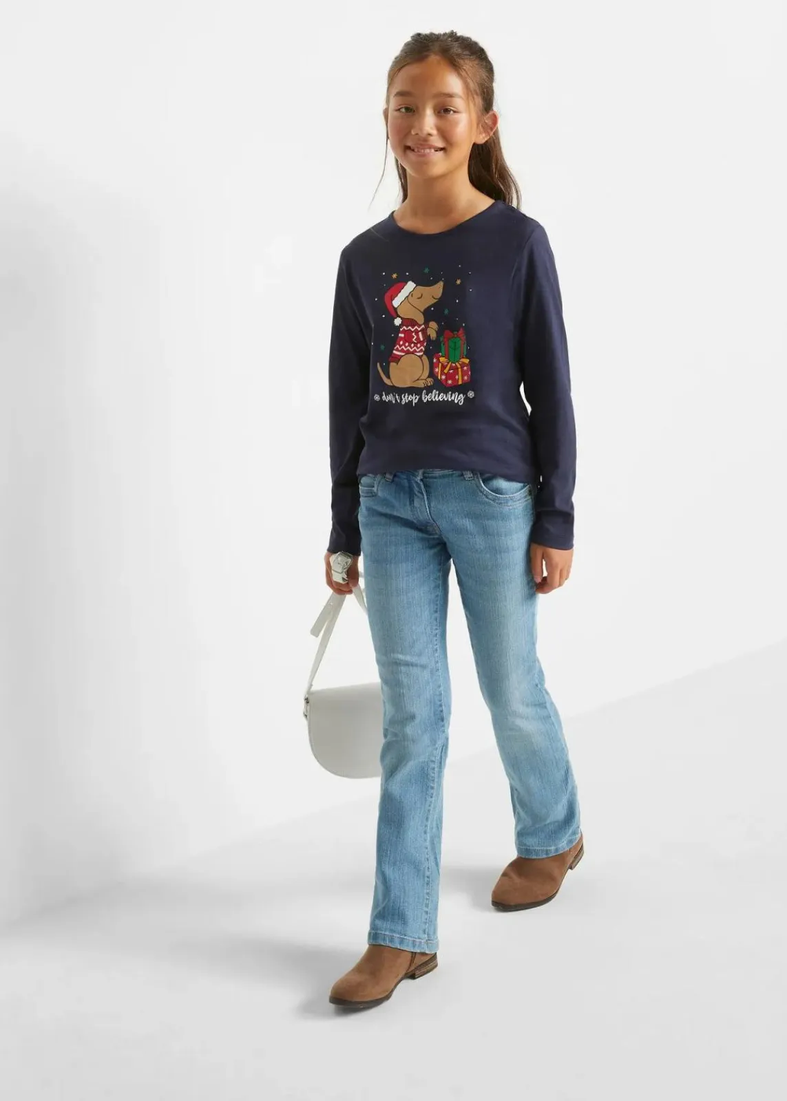 bonprix Mädchen 2-8 Jahre·Nachhaltigere Materialien|Mädchen 9-16 Jahre·Nachhaltigere Materialien|Langarmshirt aus reiner Bio-Baumwolle (2er Pack) rot/dunkelblau