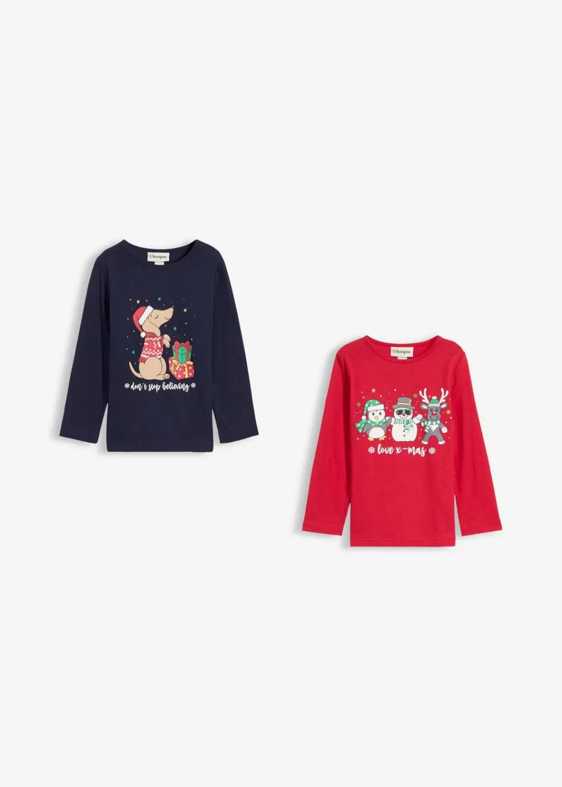 bonprix Mädchen 2-8 Jahre·Nachhaltigere Materialien|Mädchen 9-16 Jahre·Nachhaltigere Materialien|Langarmshirt aus reiner Bio-Baumwolle (2er Pack) rot/dunkelblau