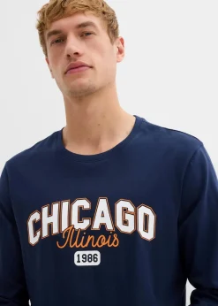 bonprix Große Größen|Shirts & Polos|Langarmshirt aus reiner Bio-Baumwolle (2er Pack) dunkelblau+tiefgrün bedruckt