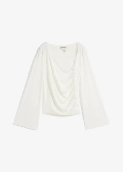 bonprix Shirts & Tops|Langarmshirt aus Rippe wollweiß