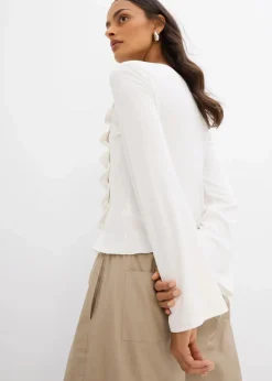 bonprix Shirts & Tops|Langarmshirt aus Rippe wollweiß
