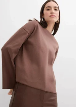 bonprix Shirts & Tops|Langarmshirt aus Rippware lehmbraun