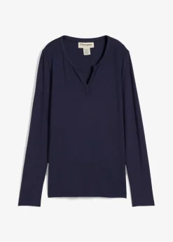 bonprix Shirts & Tops|Nachhaltigere Materialien|Langarmshirt aus softem Viskose Mix dunkelblau