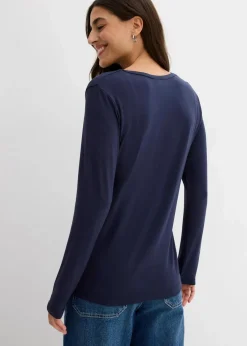 bonprix Shirts & Tops|Nachhaltigere Materialien|Langarmshirt aus softem Viskose Mix dunkelblau