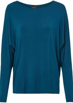 bonprix Shirts & Tops|Langarmshirt aus softem Viskose-Mix blaupetrol