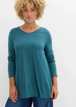 bonprix Shirts & Tops|Nachhaltigere Materialien|Langarm-Shirt aus softer Viskose pfeffergrün
