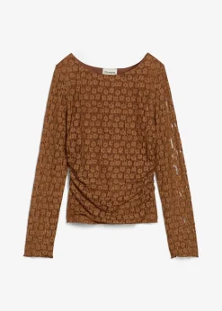 bonprix Shirts & Tops|Langarmshirt aus Spitze gewürzbraun