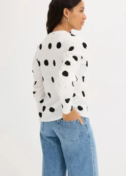 Langarmshirt aus strukturiertem Crêpe|bonprix Online