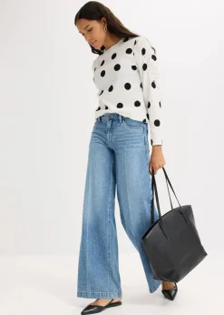 Langarmshirt aus strukturiertem Crêpe|bonprix Online