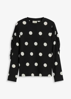 Langarmshirt aus strukturiertem Crêpe|bonprix